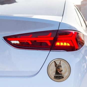 Samolepka na auto s dobrmanem, kulatá, vodotěsná, reflexní, dekorativní vinylová samolepka na auto,