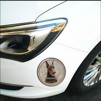 Samolepka na auto s dobrmanem, kulatá, vodotěsná, reflexní, dekorativní vinylová samolepka na auto,