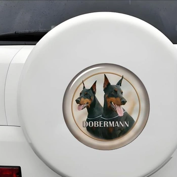 Kulatá nálepka na auto s dobermanem, reflexní, vodotěsná, PVC, vtipná nálepka na auto, notebook,
