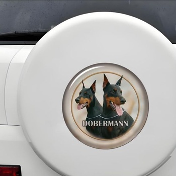 Okrúhla nálepka na auto s dobermanom, reflexná, vodotesná, PVC, vtipná nálepka na auto, notebook,