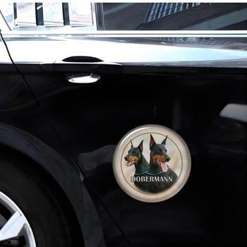 Kulatá nálepka na auto s dobermanem, reflexní, vodotěsná, PVC, vtipná nálepka na auto, notebook,