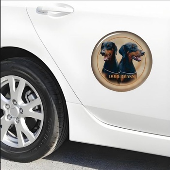 Samolepka na auto s dobermanom, reflexná, vodeodolná, dva čierni dobermani, samolepka na psa do auta,