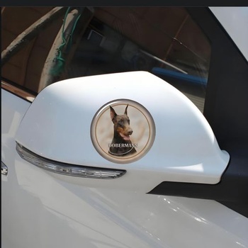 Samolepka na auto s motivem dobrmana, kulatá, voděodolná, reflexní, dekorativní vinylová samolepka