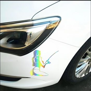 Samolepky pre rybárskych nadšencov, vodotesné, reflexné, PVC samolepky na auto s dúhovým efektom pre