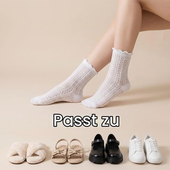 Ouligay 2 páry volánkových ponožek pro ženy, krajkové ponožky s volánky, bílé tradiční ponožky,