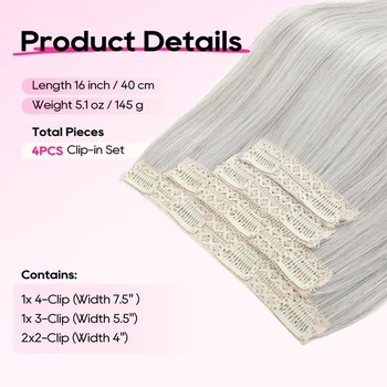 REECHO Clip-in prodlužování vlasů - 4 ks prodlužování vlasů, 40 cm, vrstvený střih, přirozeně