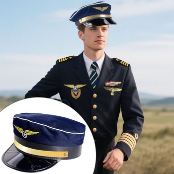 Doplnky ku kostýmu pilota kapitána, pilotná sada kapitána s karnevalovými rukávmi, pruhované