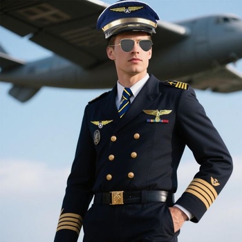 Doplnky ku kostýmu pilota kapitána, pilotná sada kapitána s karnevalovými rukávmi, pruhované