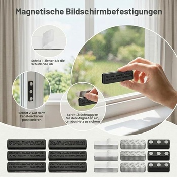 Magnetické sieťky proti hmyzu na okná, 12dielne klipy na sieťky proti hmyzu, Magnety na okná sa