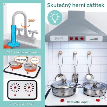 Detská kuchynská herná súprava 3 v 1 TP10235GR s chladničkou a práčkou, šedá - A