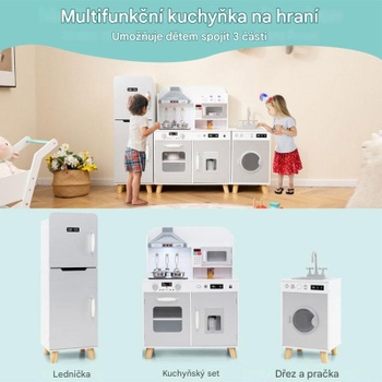 Detská kuchynská herná súprava 3 v 1 TP10235GR s chladničkou a práčkou, šedá - A
