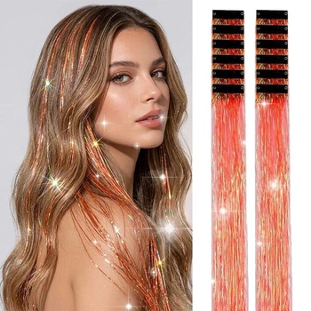 Clip-in vlasové třpytky - 12 kusů laserově oranžových…