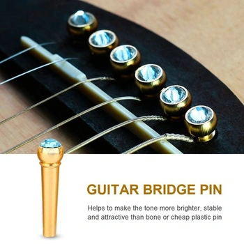 Sada 6 kolíkov pre gitarový mostík Oumefar, náhradná sada kolíkov pre žesťovú gitaru s krištáľovou