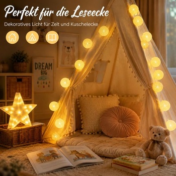 YeahBoom LED reťazové svetelné gule, 300 cm, 20 LED reťazových gulí, biele, 3 m, 20 LED
