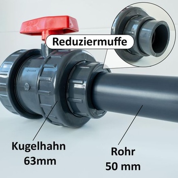 Redukčná PVC objímka pre hrdlá 63 mm na rúrky 50 mm - bm185