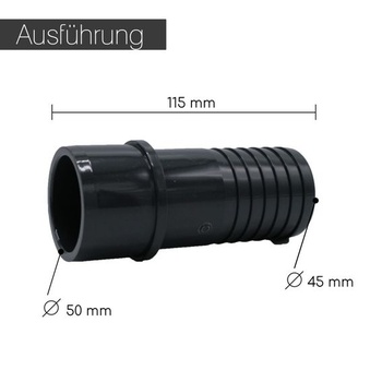 PVC hadicová koncovka 45 mm s objímkou ​​na zváranie rozpúšťadlom 50/40 mm - 10 barov - bm162 50