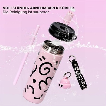Cestovní hrnek z nerezové oceli s brčkem, 600 ml/20 oz. Nepropustný, opakovaně použitelný hrnek na