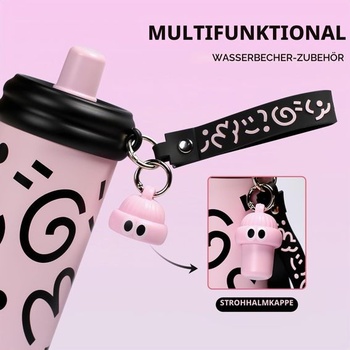 Cestovní hrnek z nerezové oceli s brčkem, 600 ml/20 oz. Nepropustný, opakovaně použitelný hrnek na
