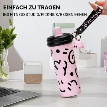 Cestovní hrnek z nerezové oceli s brčkem, 600 ml/20 oz. Nepropustný, opakovaně použitelný hrnek na