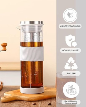 Kávovar JanYoo Cold Brew 800ml, sklenená kanvica s filtrom a hubičkou z nerezovej ocele 304,