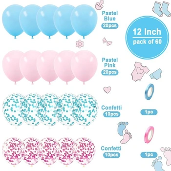 Ružové a modré balóniky, Ousuga 60 kusov 12 palcov pastelovo biele ružové modré konfety latexové