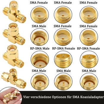 Sada 2 koaxiálnych adaptérov, koaxiálny T-kus SMA samec na duálny SMA samec, RF koaxiálny adaptér,