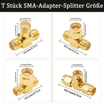 Sada 2 koaxiálnych adaptérov, koaxiálny T-kus SMA samec na duálny SMA samec, RF koaxiálny adaptér,