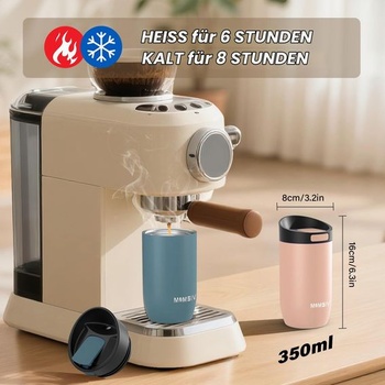 MOMSIV 350ml nerezový izolovaný hrnček na kávu s lisovacím uzáverom, vákuovo nepriepustný dvojstenný