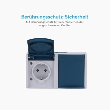 Zásuvka Busch-Jaeger 20/2 EBW-53 SCHUKO se zvýšenou ochranou kontaktu, modrá, 2cestná zásuvka,