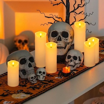 Ivroy LED stĺpikové sviečky, bezplamenné, na batérie, s diaľkovým ovládaním, blikajúci 3D plameň, 5