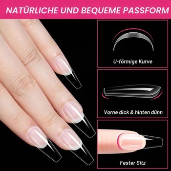 Alyvisun Baletné nechtové tipy, 500 kusov, akrylové nechtové tipy s plným krytím, balerína 1 ml (1