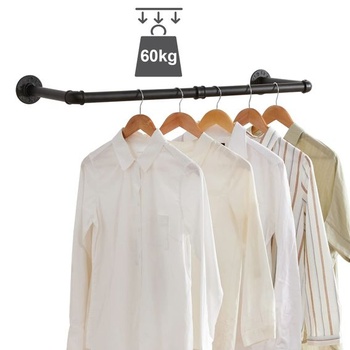 IBUYKE 94cm šatníkový vešiak na stenu, 2 kusy, kovový, čierny 94cm*2 čierna