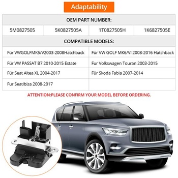 Zámok veka batožinového priestoru QWORK® kompatibilný s vozidlami VW Golf 5 6, Passat B6 B7, Tiguan,
