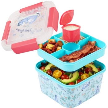 Disney Ijačko Bento Box pre deti, 2l obedový box s priehradkami, nepriepustný desiatový box, obedový