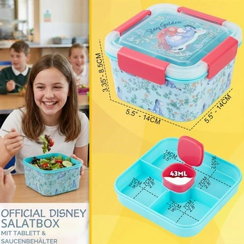 Disney Ijáčko Bento Box pro děti, 2l obědový box s přihrádkami, nepropustný svačinový box, obědový