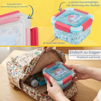 Disney Ijačko Bento Box pre deti, 2l obedový box s priehradkami, nepriepustný desiatový box, obedový
