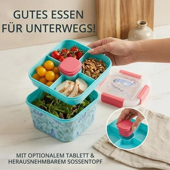Disney Ijáčko Bento Box pro děti, 2l obědový box s přihrádkami, nepropustný svačinový box, obědový