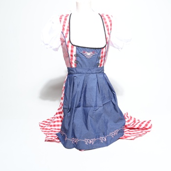 Dámsky kostým dirndl na Oktoberfest, kostým slúžky, kockovaný, s nemeckým pivným festivalom,