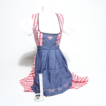 Dámsky kostým dirndl na Oktoberfest, kostým slúžky, kockovaný, s nemeckým pivným festivalom,