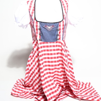 Dámsky kostým dirndl na Oktoberfest, kostým slúžky, kockovaný, s nemeckým pivným festivalom,