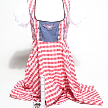 Dámsky kostým dirndl na Oktoberfest, kostým slúžky, kockovaný, s nemeckým pivným festivalom,