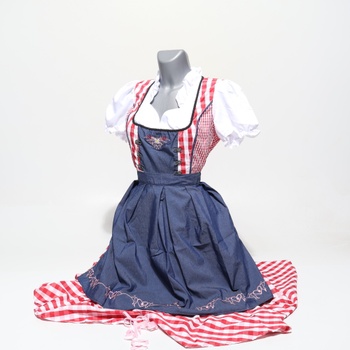Dámsky kostým dirndl na Oktoberfest, kostým slúžky, kockovaný, s nemeckým pivným festivalom,