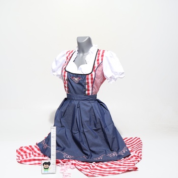 Dámsky kostým dirndl na Oktoberfest, kostým slúžky, kockovaný, s nemeckým pivným festivalom,
