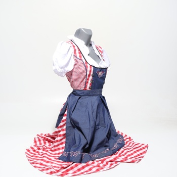 Dámsky kostým dirndl na Oktoberfest, kostým slúžky, kockovaný, s nemeckým pivným festivalom,
