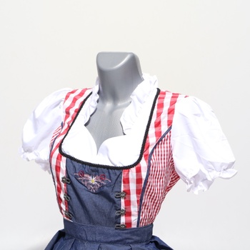 Dámsky kostým dirndl na Oktoberfest, kostým slúžky, kockovaný, s nemeckým pivným festivalom,