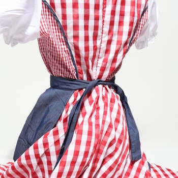 Dámsky kostým dirndl na Oktoberfest, kostým slúžky, kockovaný, s nemeckým pivným festivalom,