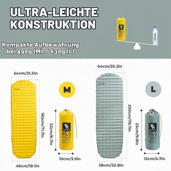 Nafukovacia karimatka Qunature sivá, ultraľahká