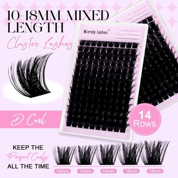 Riasy WENDY LASHES Wimpern Extensions 200D, zmiešané, 10-18 mm, Schwarz D-Curl WD-200D
