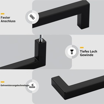 Sada 4 čiernych úchytiek na skrinky Goldenwarm, rozstup otvorov 160 mm, kuchynské úchytky, nábytkové