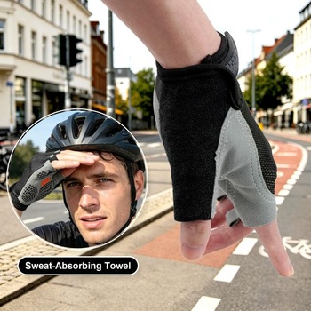 Pánske a dámske cyklistické rukavice s polprstami - 6mm tlmiaca výstelka, priedušná sieťovina s motýlím